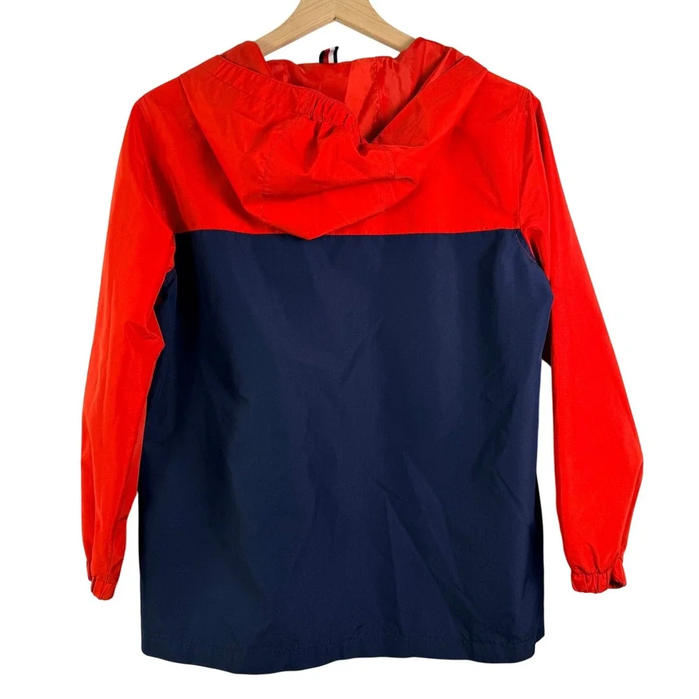 Tommy Hilfiger‎ Boys Red Navy Colorblock Hooded Windbreaker Jacket Large 16/18